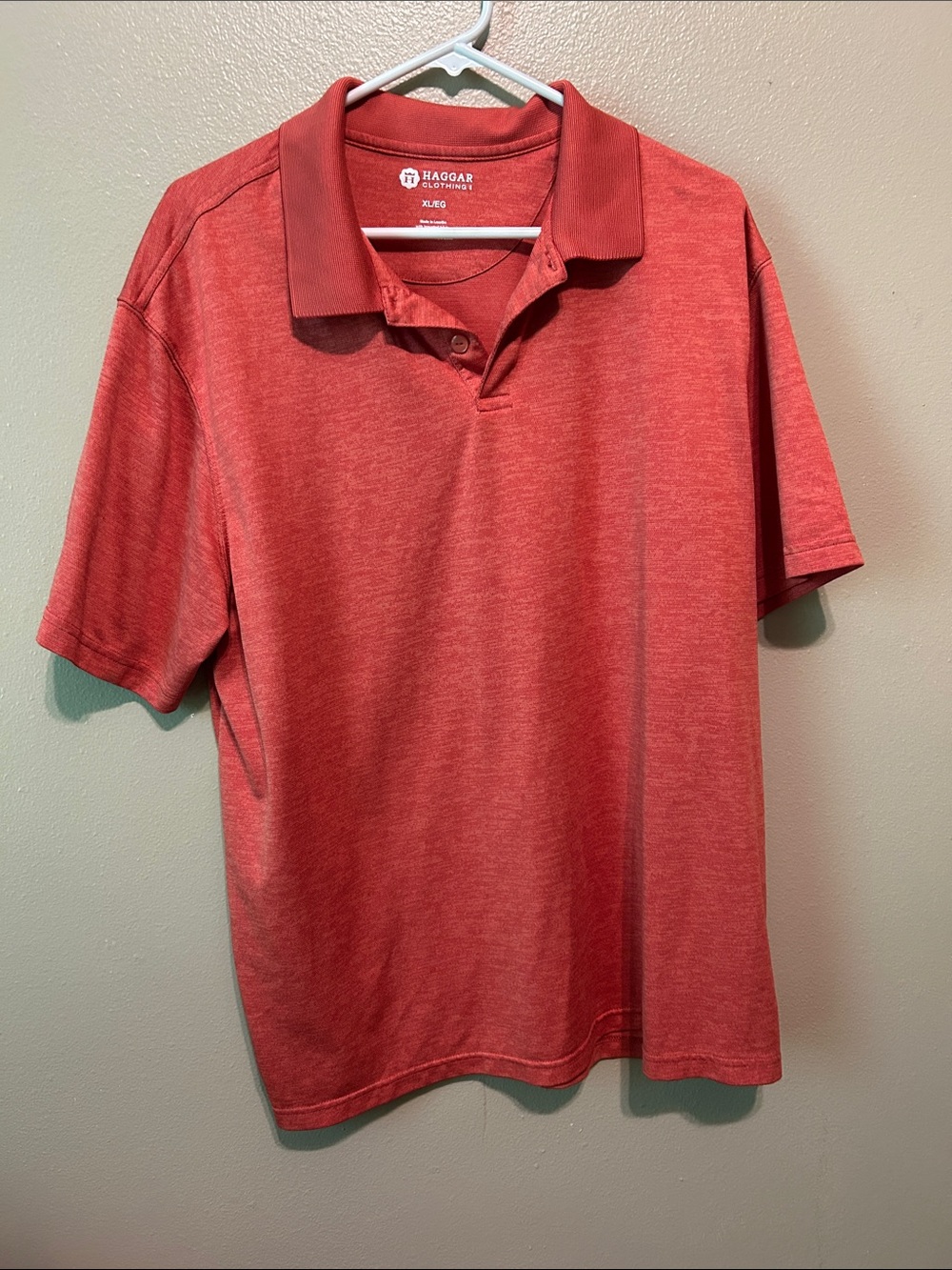 Haggar Men's Heathered Coral Polo